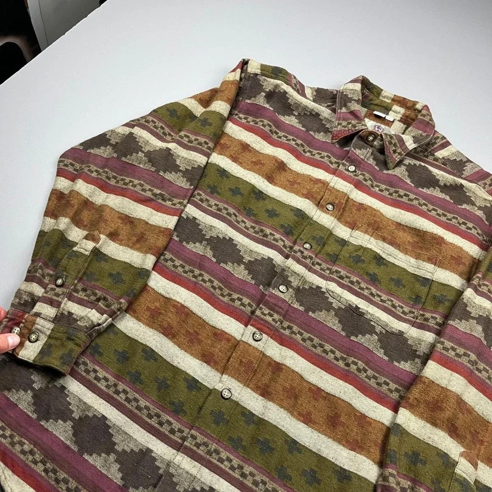 VTG The Territory Ahead Button Down Mens XXL Multi Southwestern Flannel Shirt